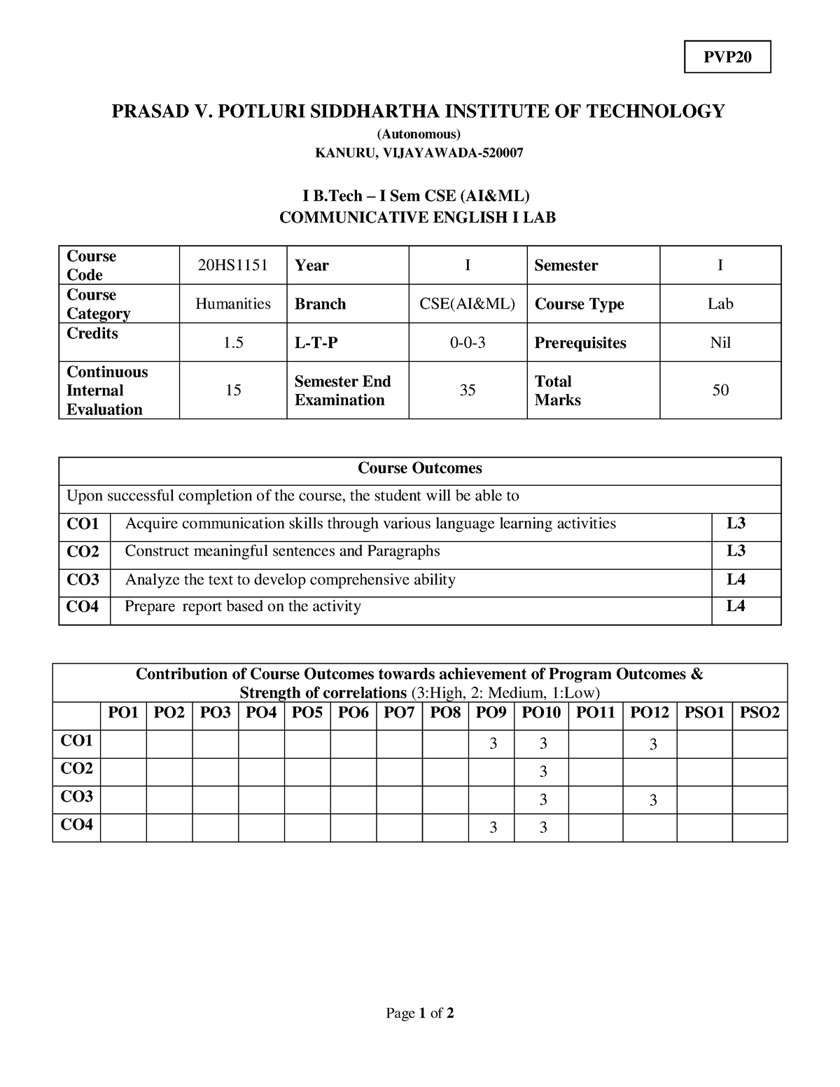 20HS1151 - Jcicuc - Page 1 Of 2 PRASAD V. POTLURI SIDDHARTHA INSTITUTE ...