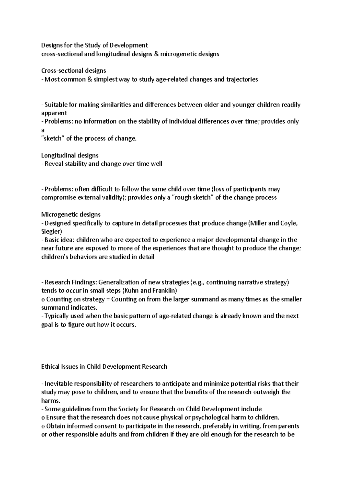 Designs for the Study of Development - Designs for the Study of ...