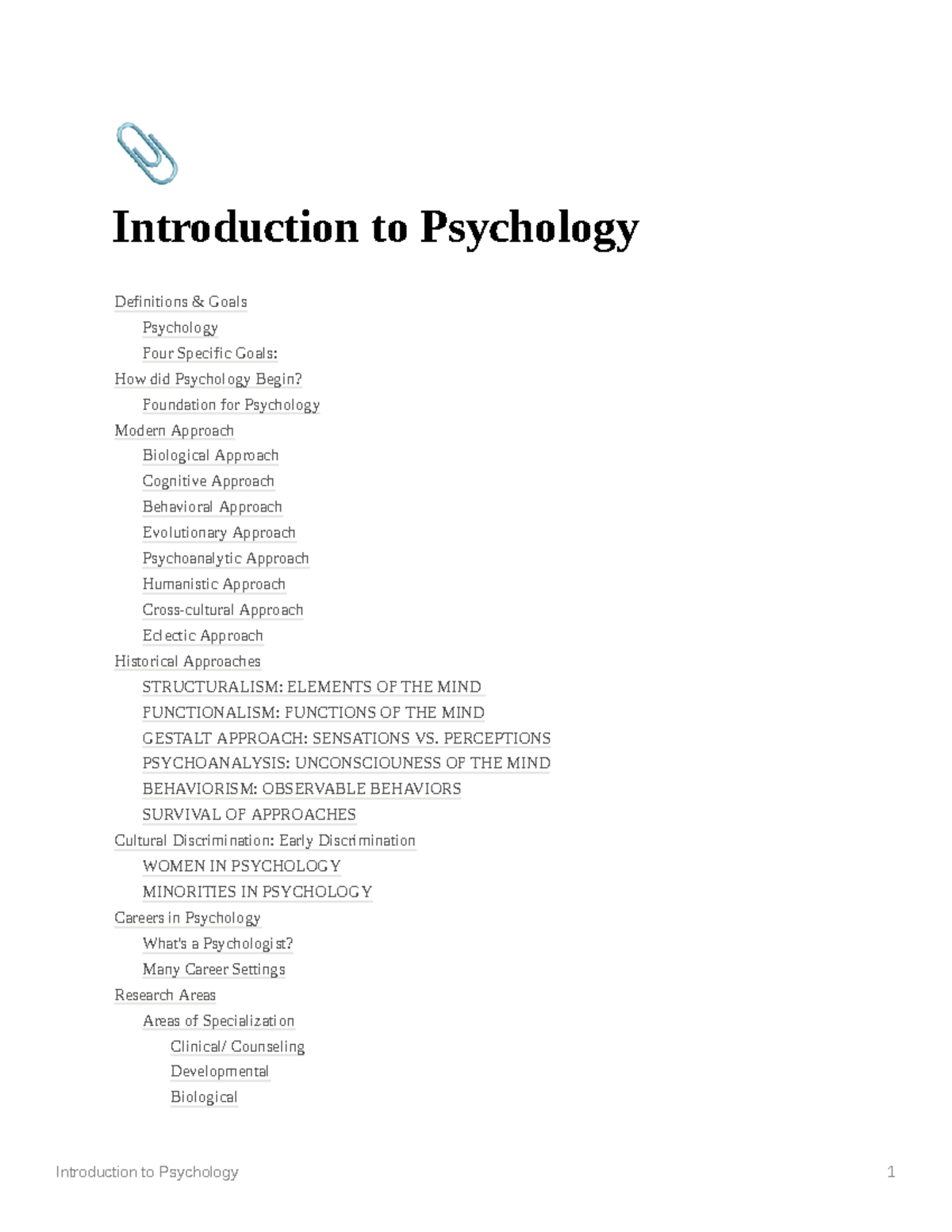 Introduction to Psychology - ¼ Introduction to Psychology Definitions ...