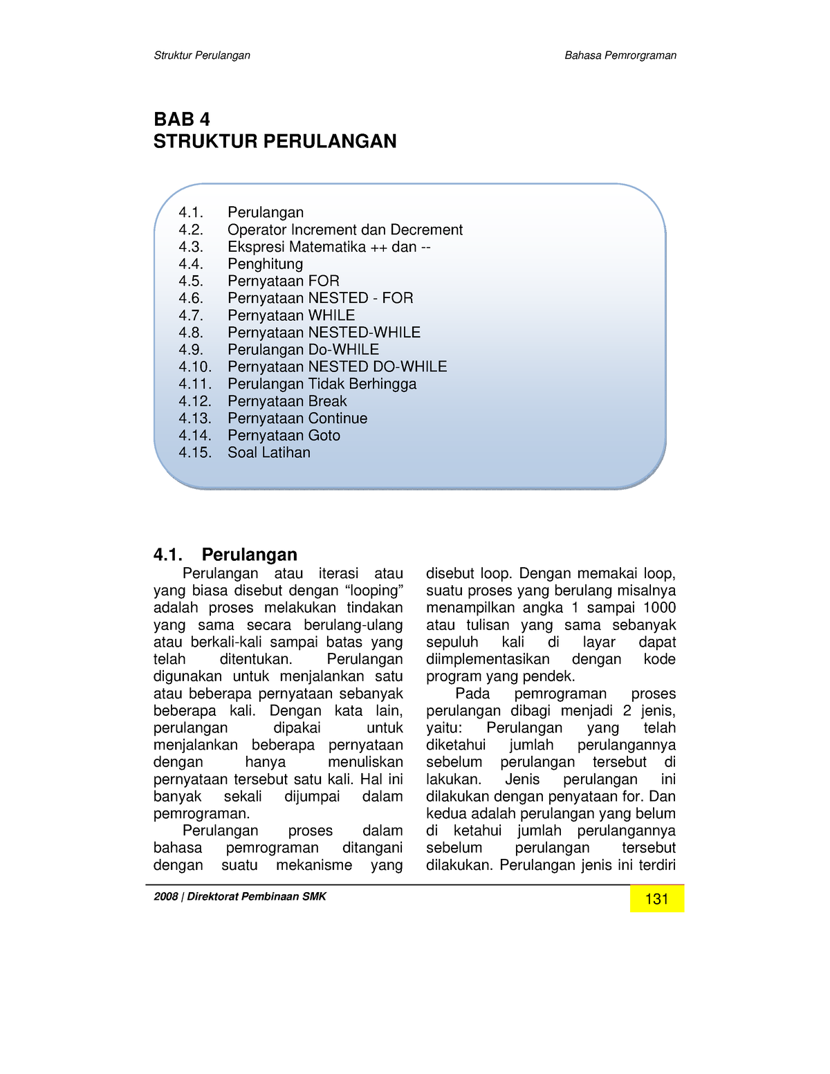 Buku Bahasa Pemrograman Lengkap-47 - Struktur Perulangan Bahasa ...