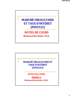 Fin5523 Marche Obligataire Et Taux D Interet Uqam Studocu