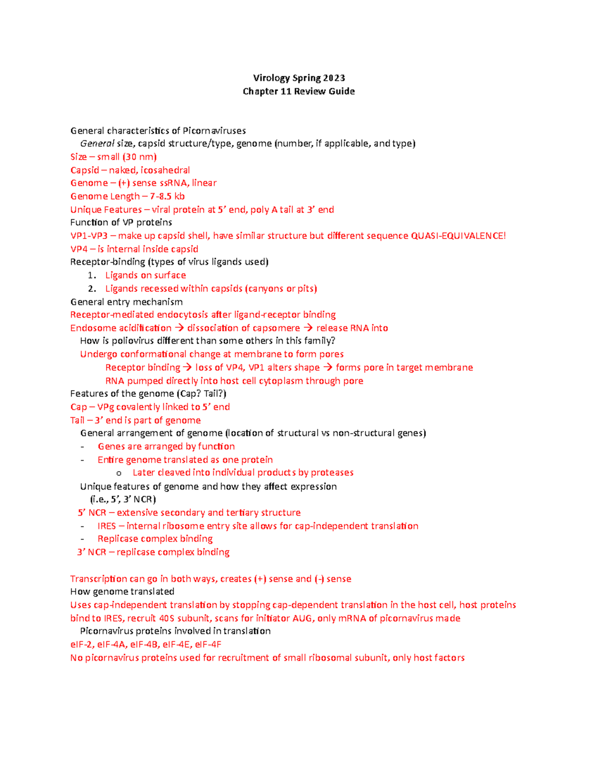 Virology Chap11 review guide Sp2023 - Virology Spring 2023 Chapter 11 ...