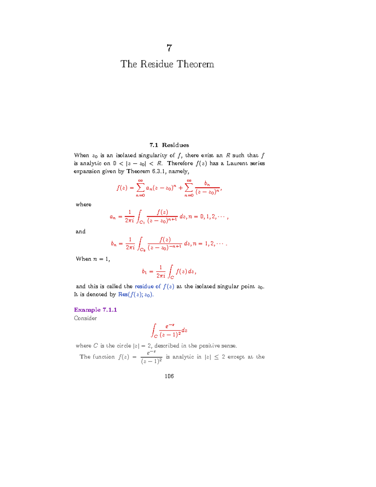 Complex Chapter 7 - 7 The Residue Theorem 7 Residues When Z 0 Is An ...