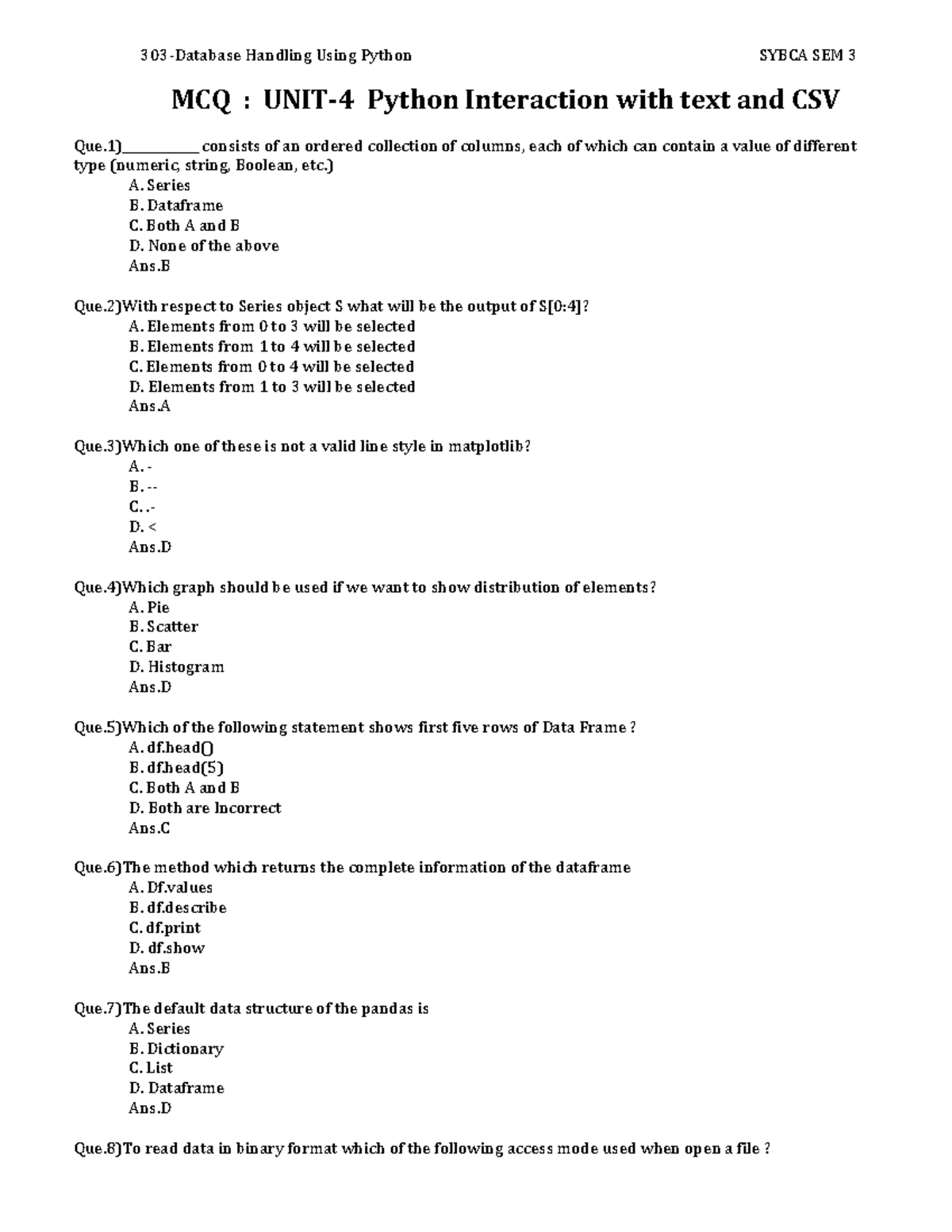 MCQ UNIT 4(dhp) - MCQ UNIT 4(dhp) - MCQ : UNIT-4 Python Interaction ...
