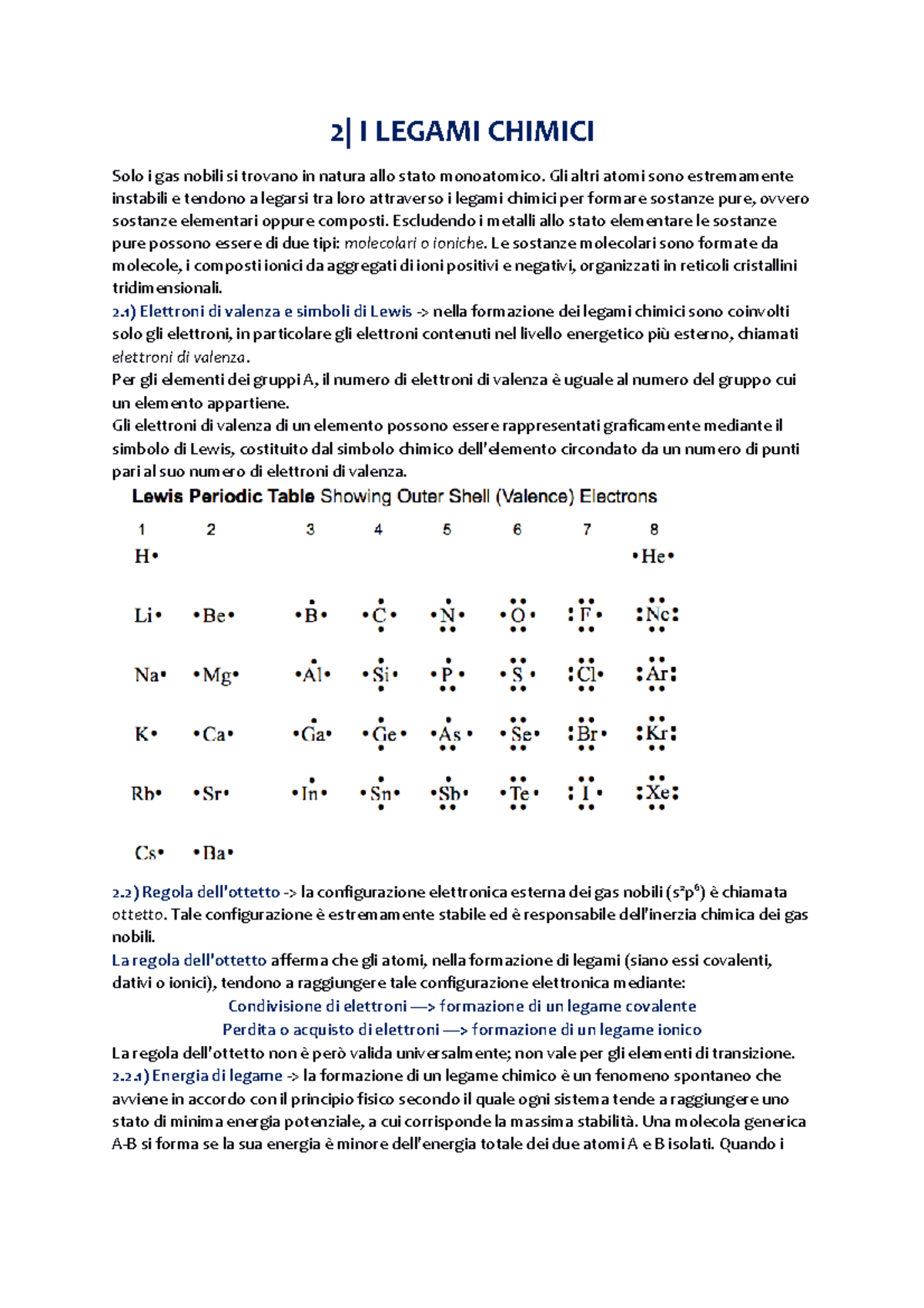 2- Legami Chimici - 2| I LEGAMI CHIMICI Solo I Gas Nobili Si Trovano In ...