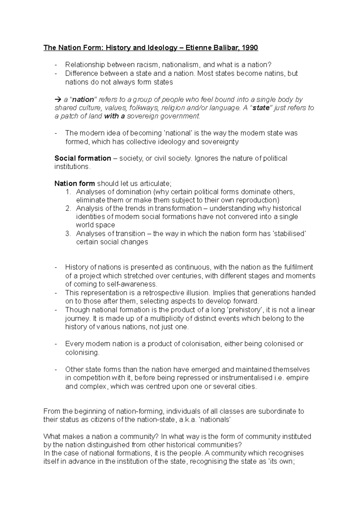 The Nation Form Reading - The Nation Form: History and Ideology ...