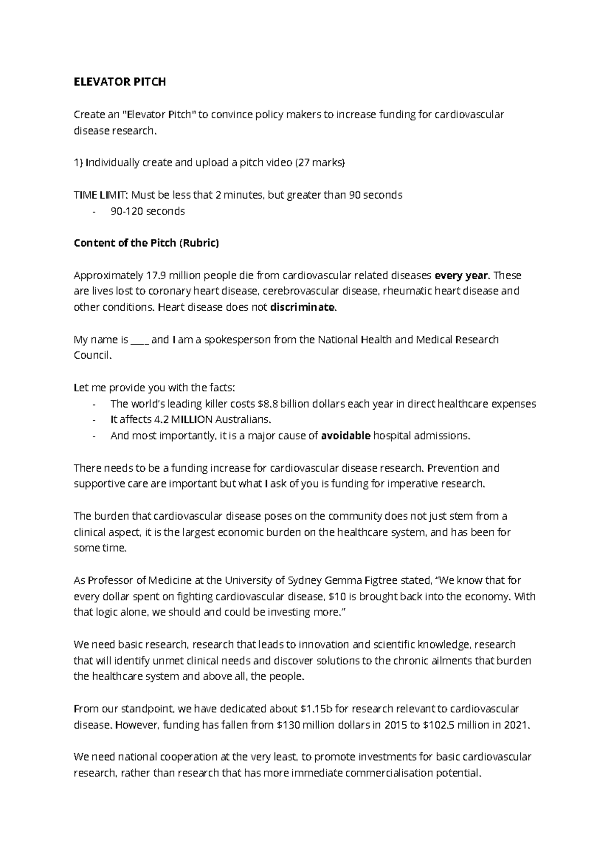 Copy of HCCD elevator pitch - ELEVATOR PITCH Create an 