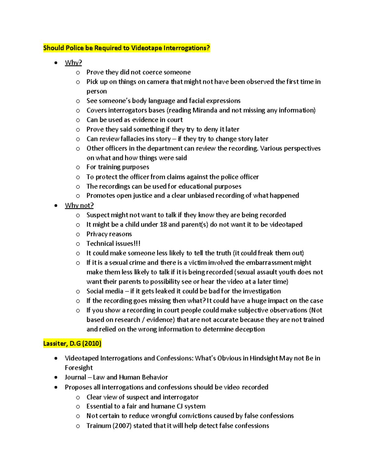 Videotaping Interrogations Powerpoint - Should Police Be Required To ...