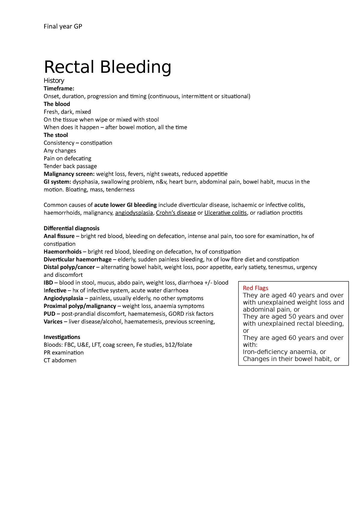 Rectal Bleeding MED2020 QUB Studocu