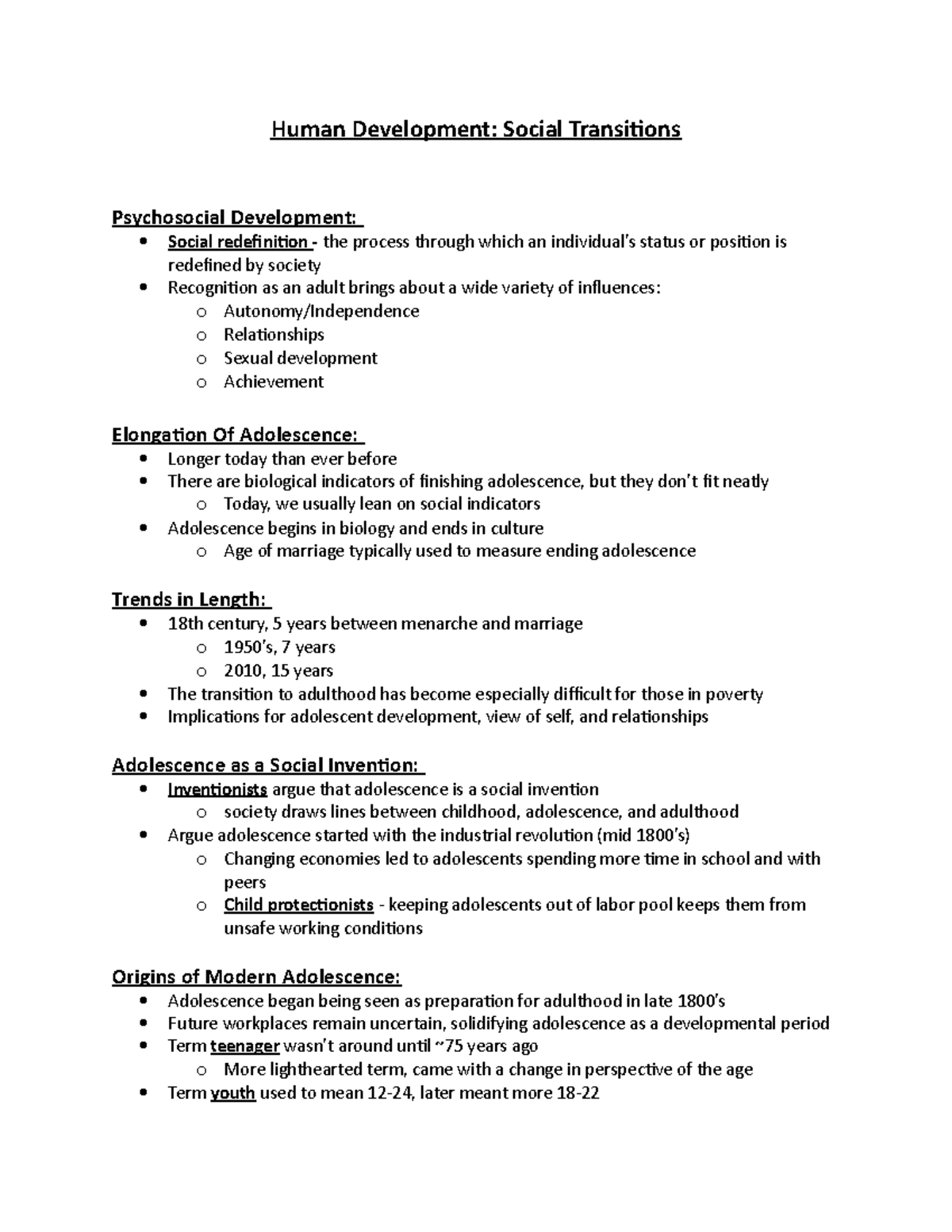 Social Transitions - Human Development: Social Transitions Psychosocial ...