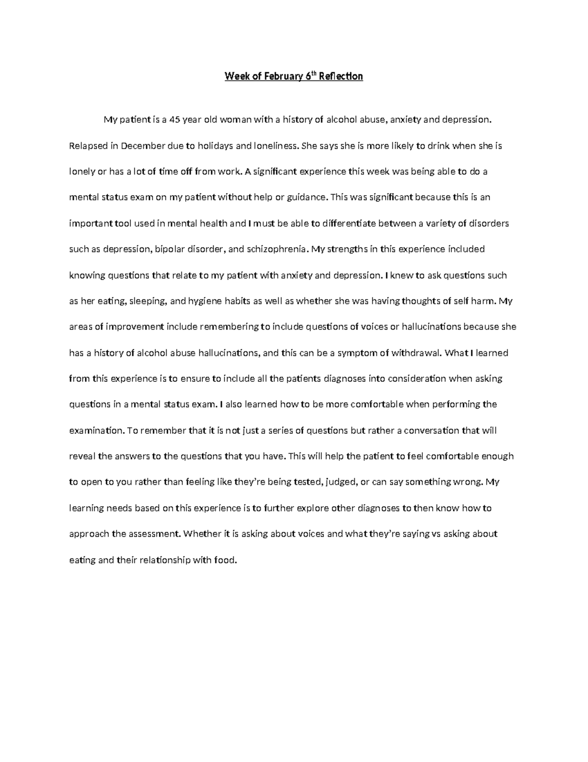 Weekly reflection 2 - ..... - Week of February 6th Reflection My ...