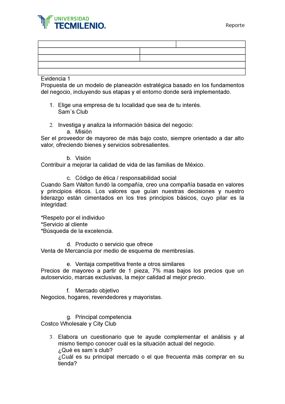 Evidencia 1 planeacion estrategica - Evidencia 1 Propuesta de un modelo de  planeación estratégica - Studocu