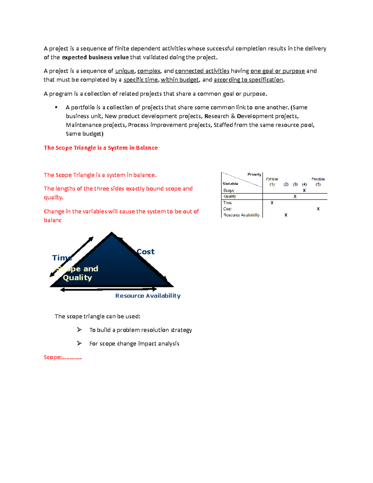 Review - ctc 310 - A project is a sequence of finite dependent ...