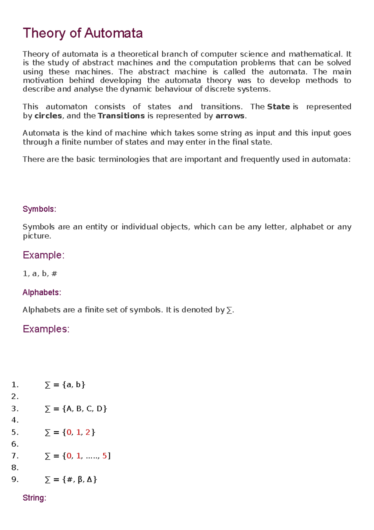 Toc module 2 3 4 5 - Theory of Automata Theory of automata is a ...