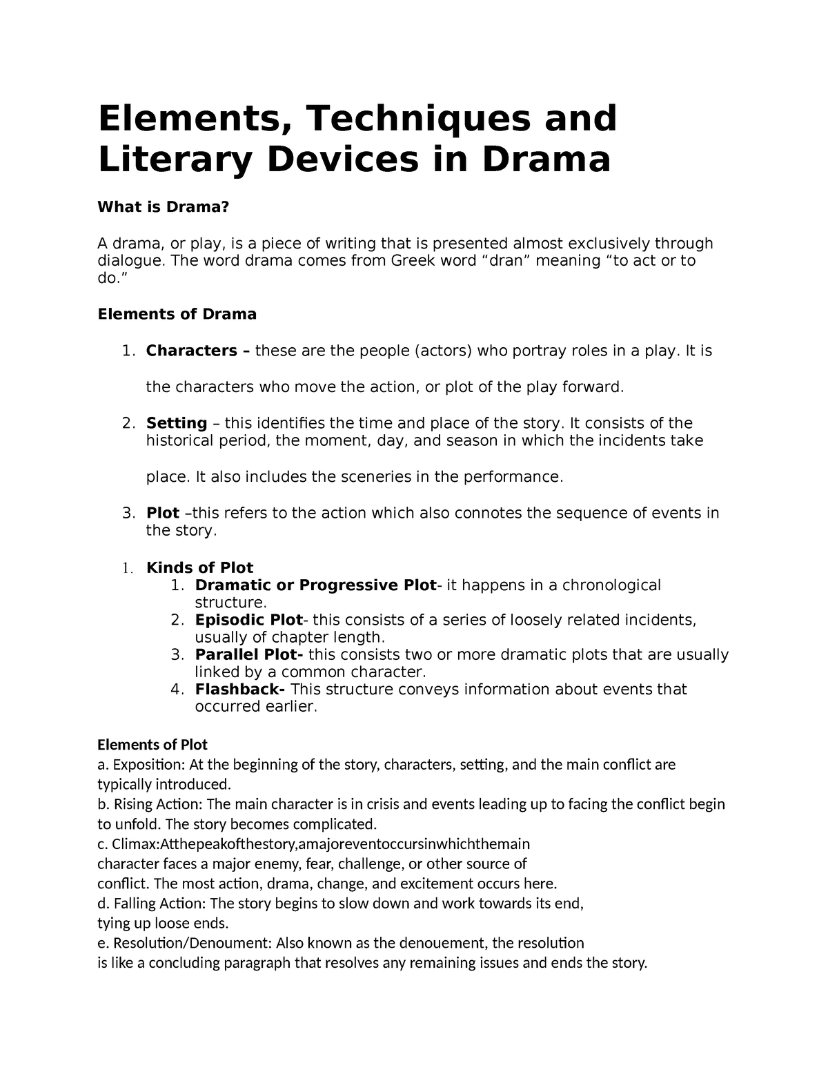 creative writing elements techniques and literary devices in drama