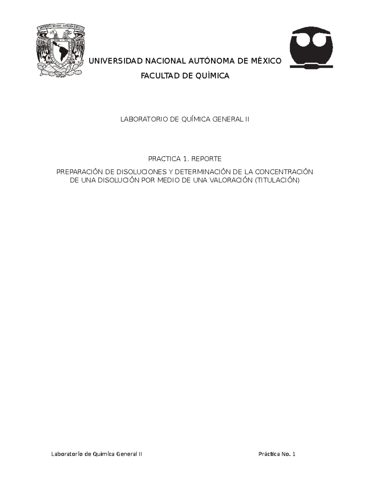 PRACTICA 1. PREPARACIÓN DE DISOLUCIONES Y DETERMINACIÓN DE LA ...