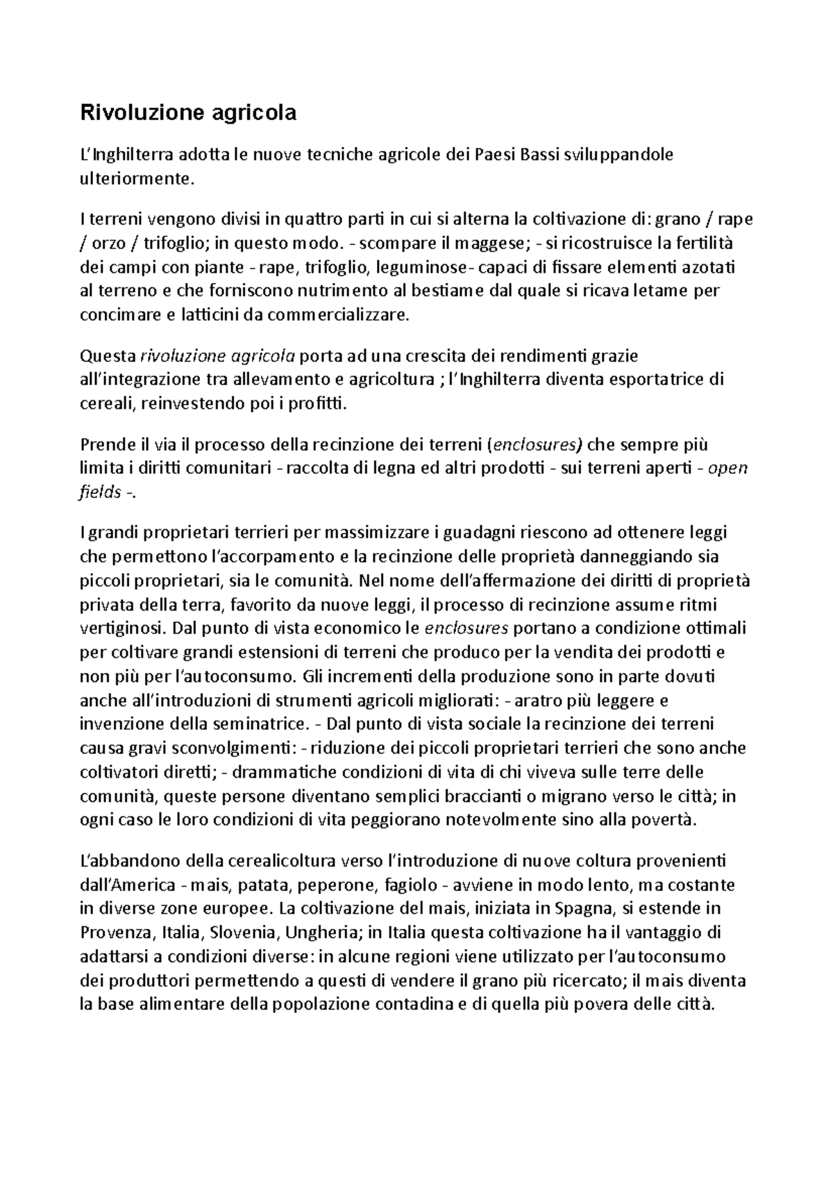 Rivoluzione Agricola - Rivoluzione Agricola L’Inghilterra Adotta Le ...