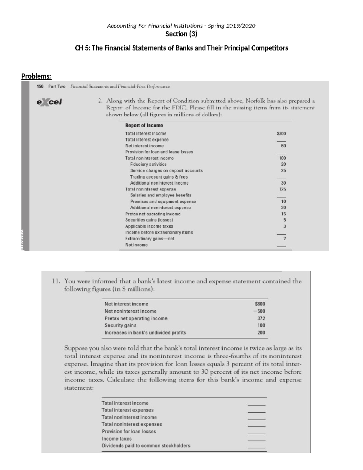 Section 3 - chapter 5 financial statments of banks - Section (3) CH 5 ...