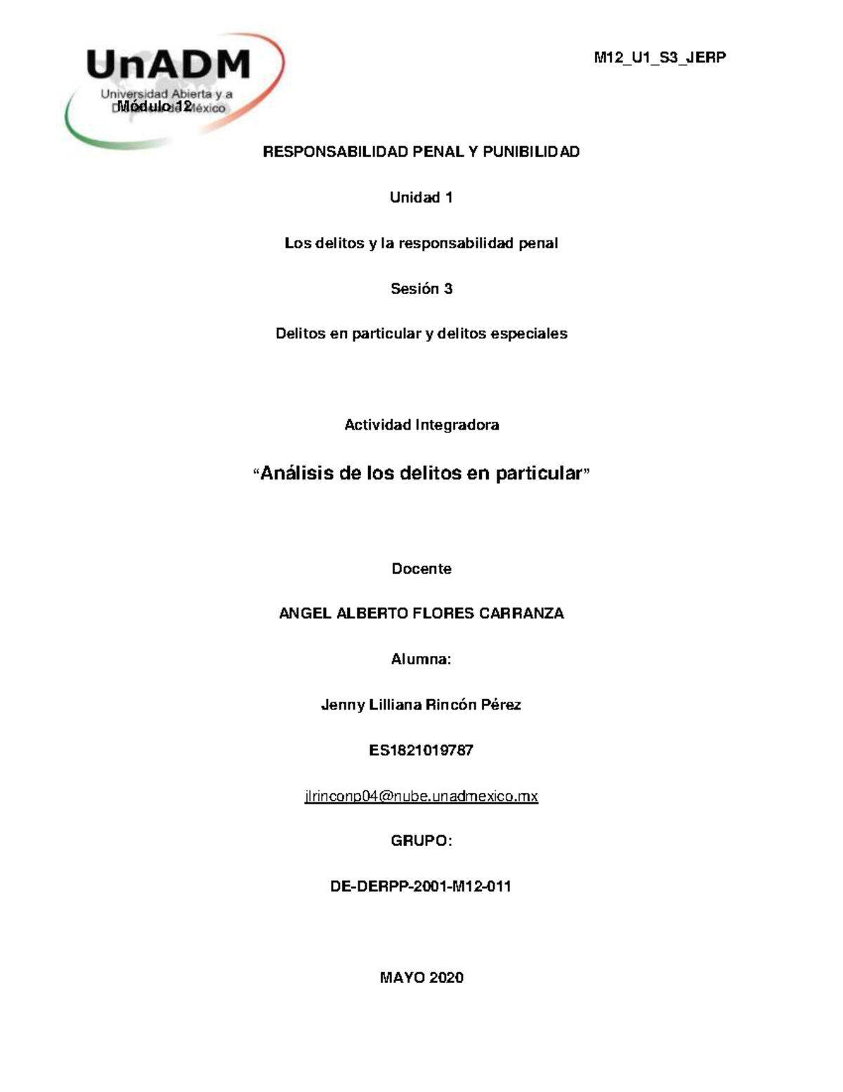 M12 U1 S3 JERP - PUNIBILIDAD - Módulo 12 RESPONSABILIDAD PENAL Y ...
