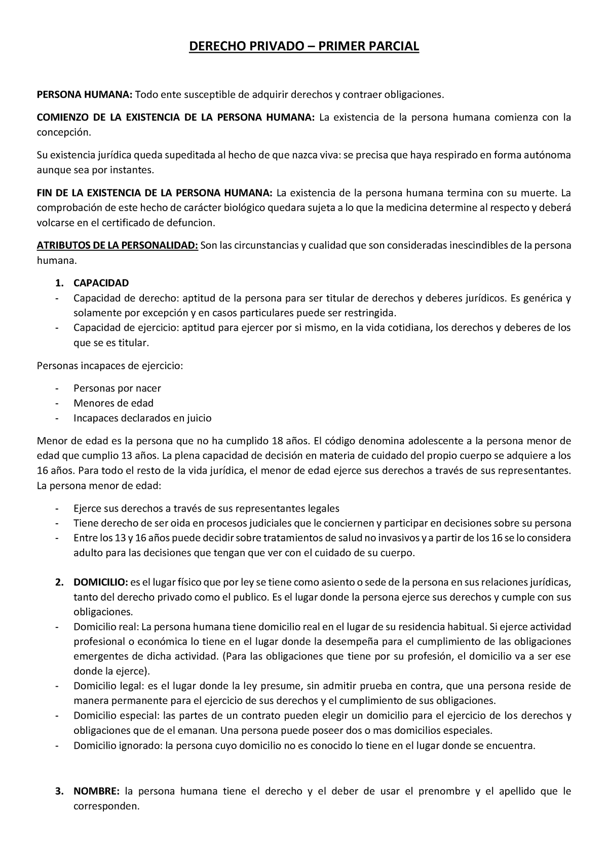 Resumen Derecho Privado - Primer Parcial - Instituciones Del Derecho ...