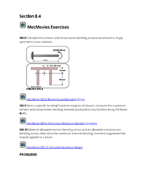 ME101-1P Bending Problems - Material Science and Engineering for ...