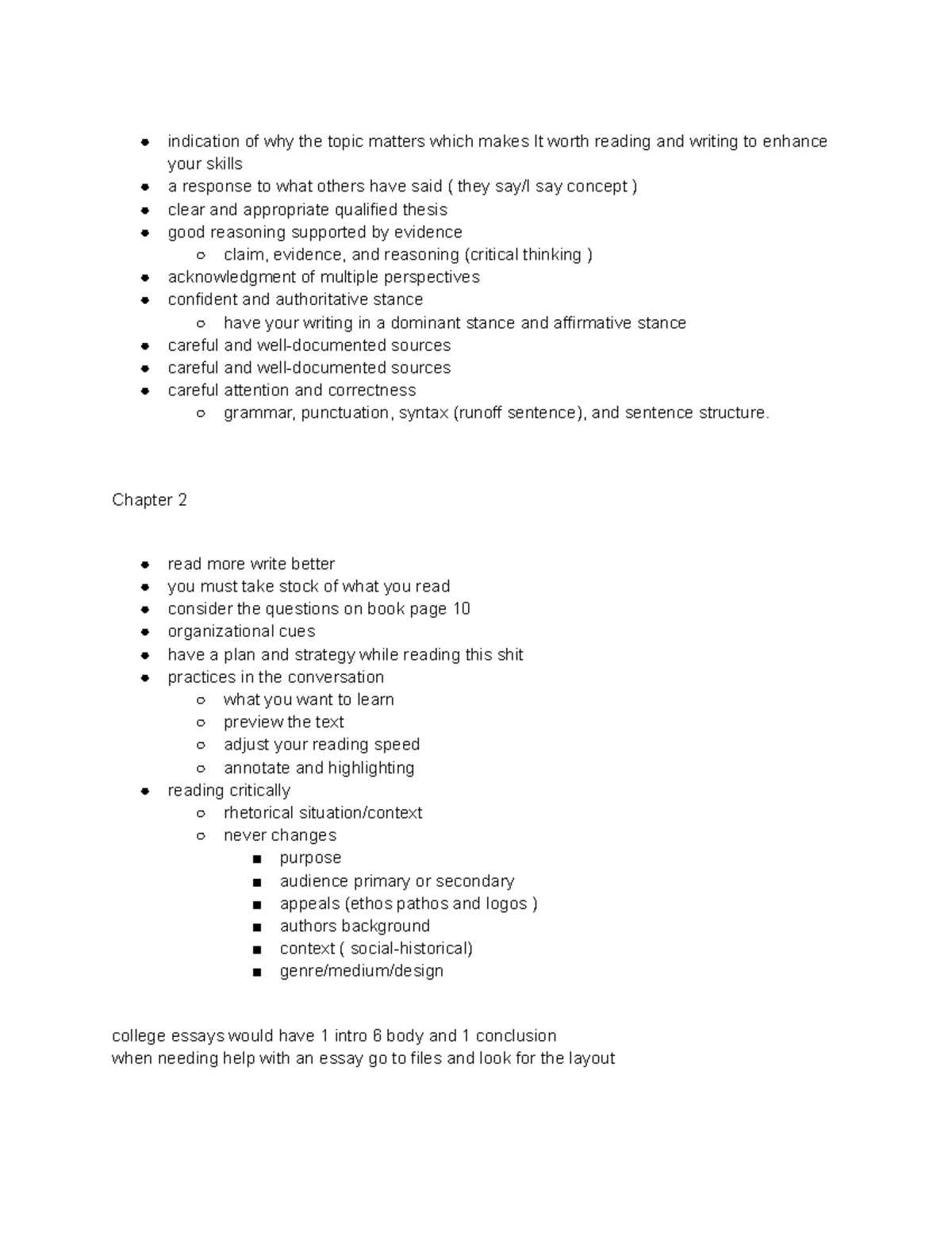 Breakdown of rhetorical writing - indication of why the topic matters ...