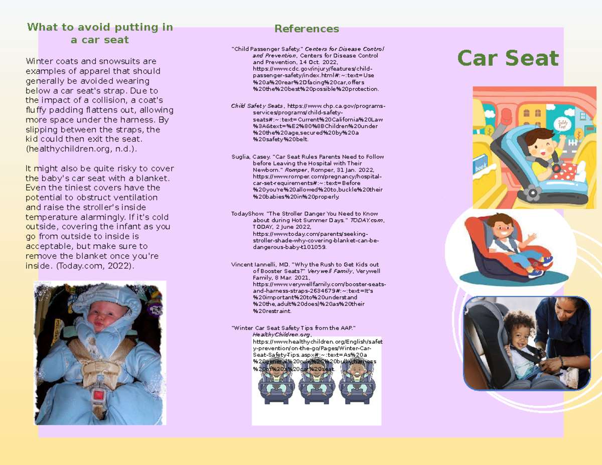 Carseatsafety Notes What to avoid putting in a car seat Winter