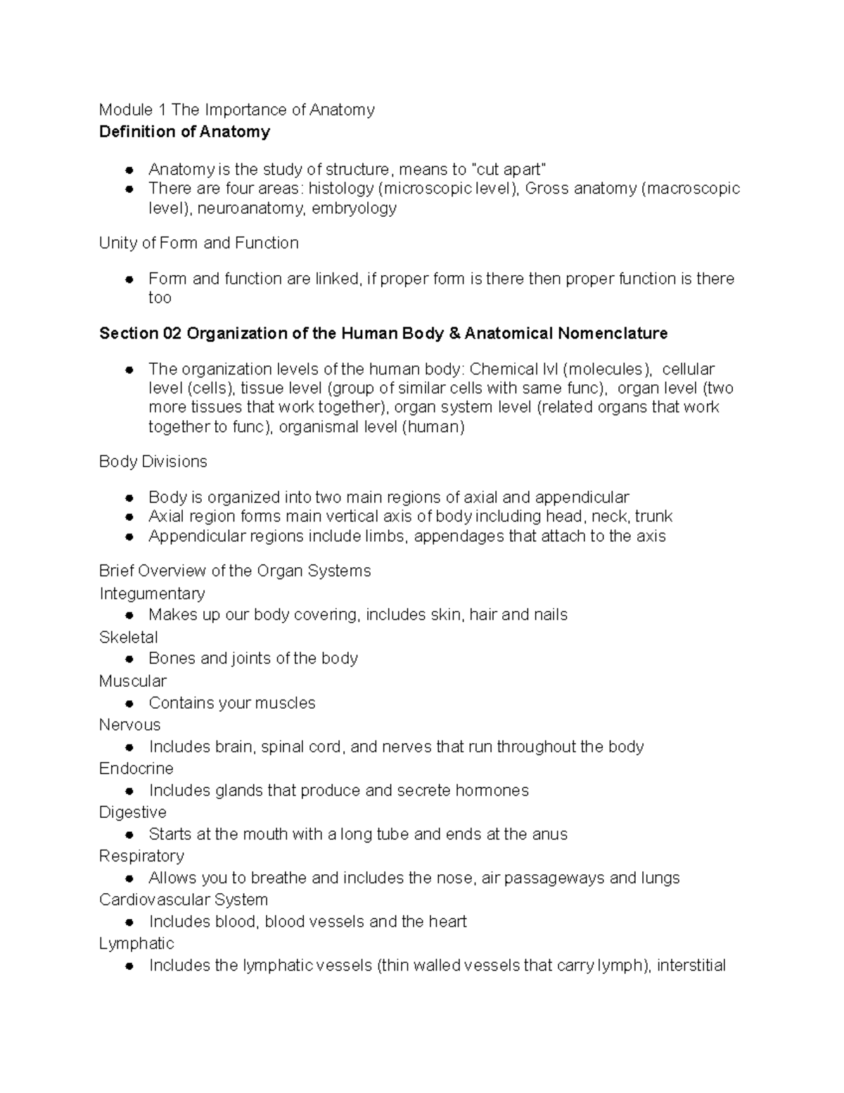 Module 1 The Importance of Anatomy - Module 1 The Importance of Anatomy ...