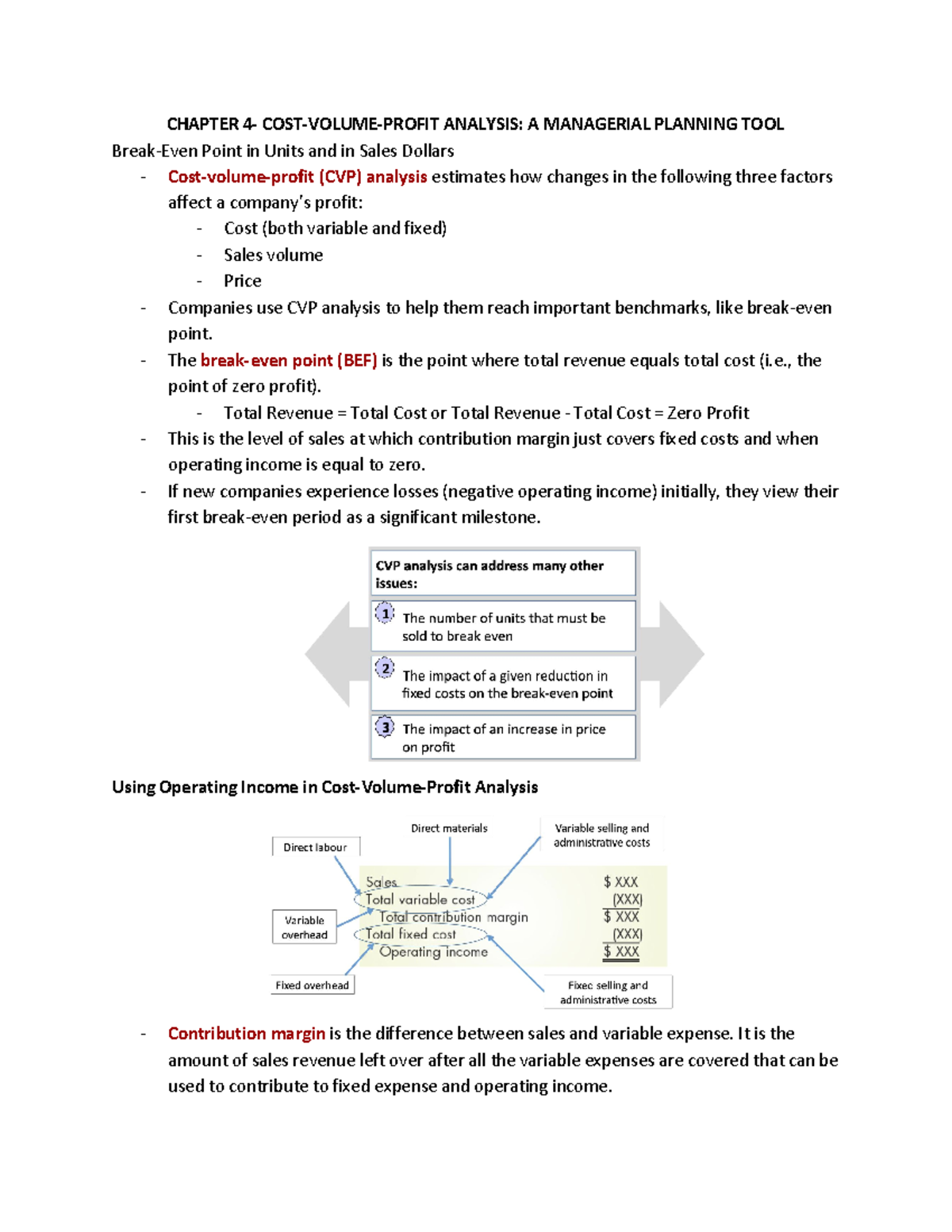 ACC 406- Chapter 4 - Lecture Notes 4 - CHAPTER 4- COST-VOLUME-PROFIT ...