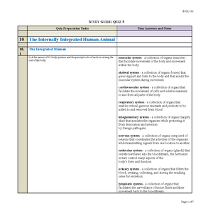 Biology - Study Guide Quiz 1 - STUDY GUIDE: QUIZ 1 Quiz Preparation ...