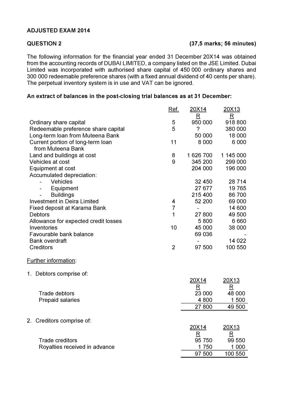 Cash flows exam 2014 question adjusted for clickup - ADJUSTED EXAM 2014 ...