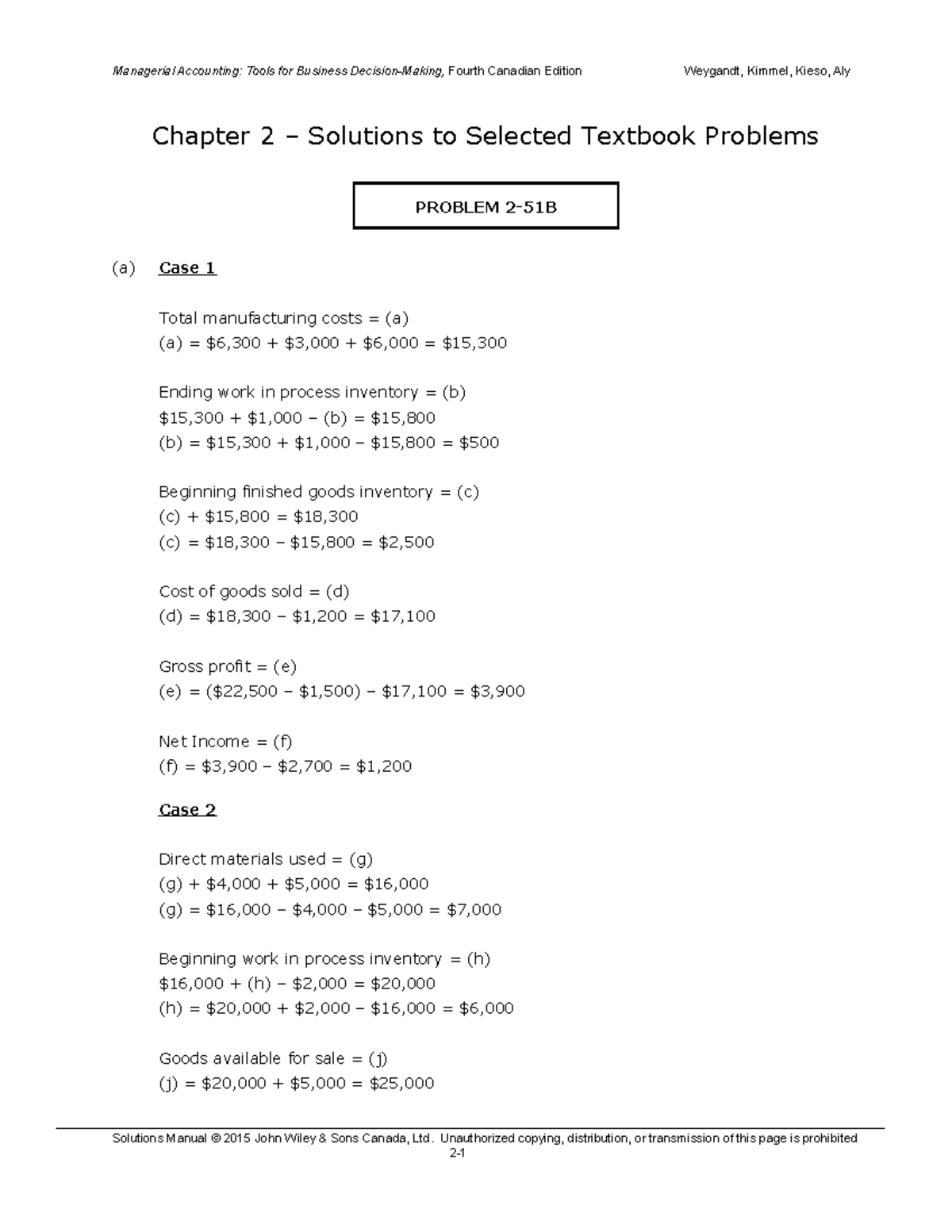 Chapter 2 selected solutions - Chapter 2 – Solutions to Selected ...