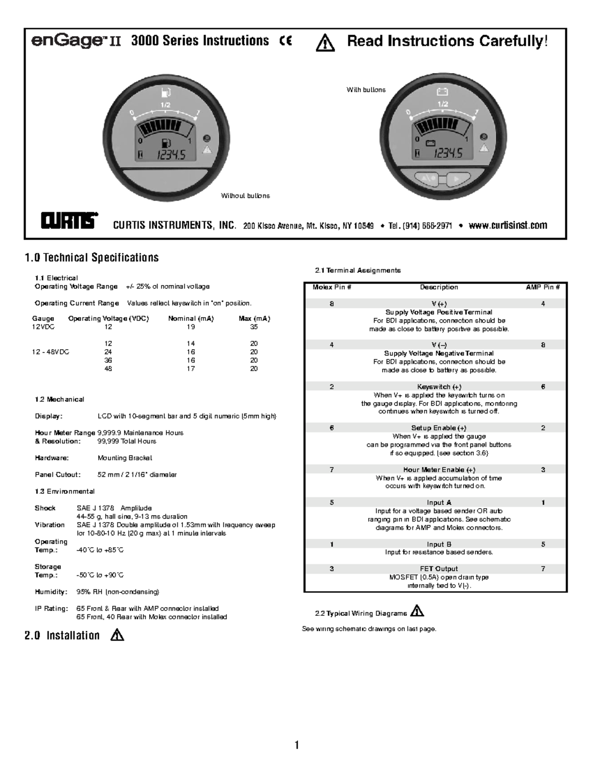BDI Manual 1 Technical Specifications 1 Electrical Operating Voltage Range +/ 25 of nominal