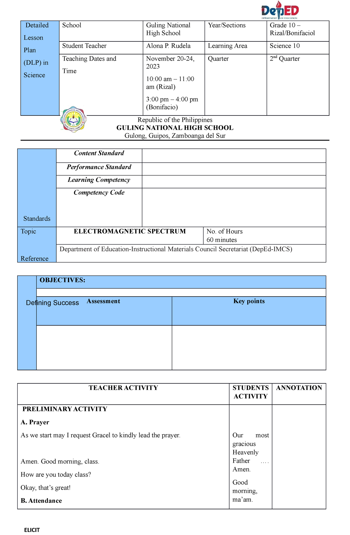 Melc Dlp Rizal Bonifacio Detailed Lesson Plan Dlp In Science Hot Sex Picture 1578