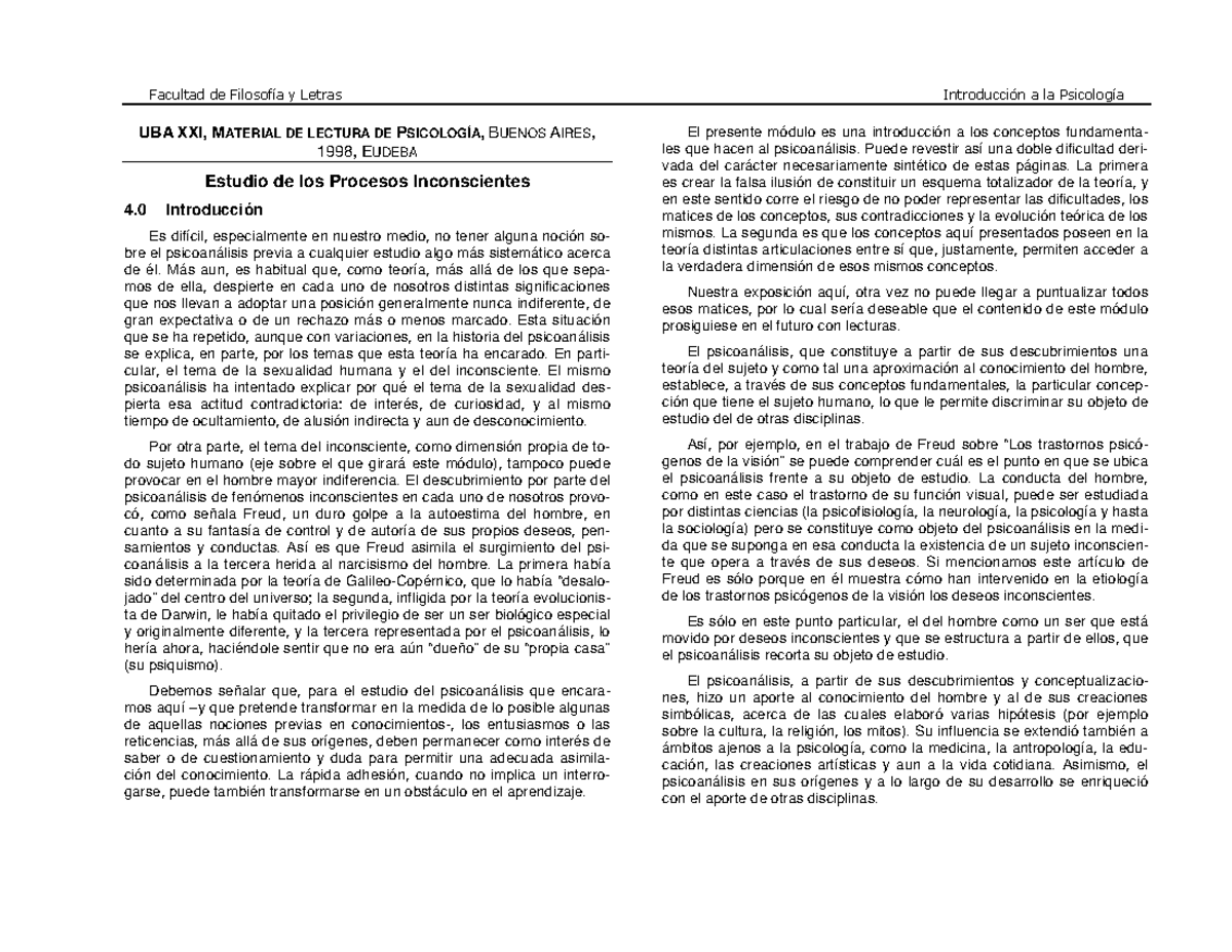 Estudio Procesos inconscientes - Facultad de Filosofía y Letras ...