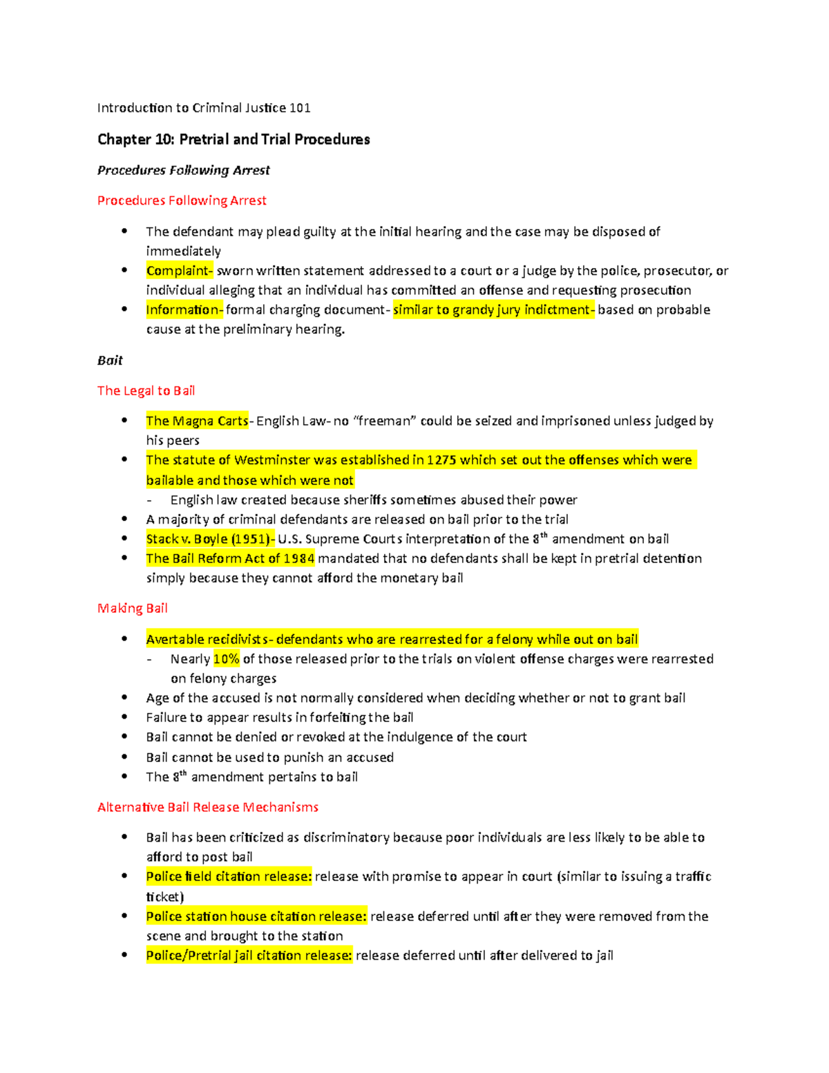 CJ Notes Ch. 10 - Kelly Roth - Introduction To Criminal Justice 101 ...