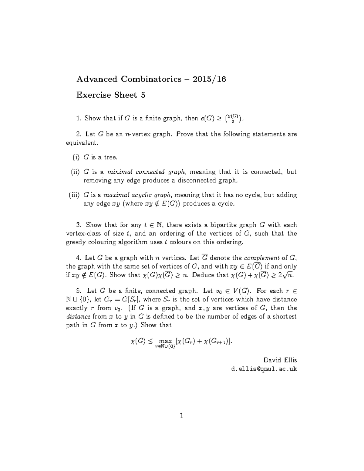 Exercise 5 - Questions - Advanced Combinatorics – 2015/16 Exercise ...
