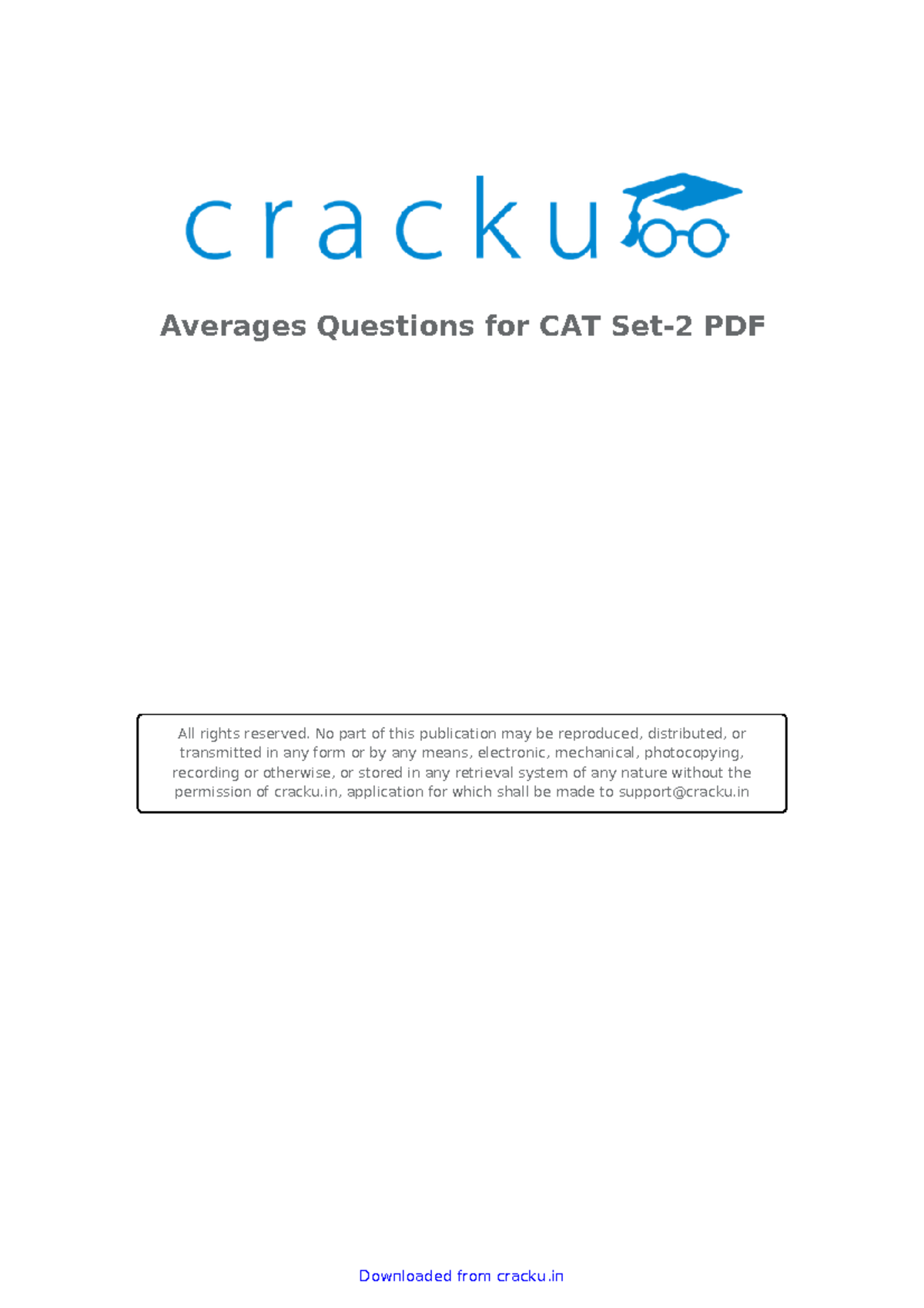 Averages Questions For CAT Set-2 PDF - No Part Of This Publication May ...