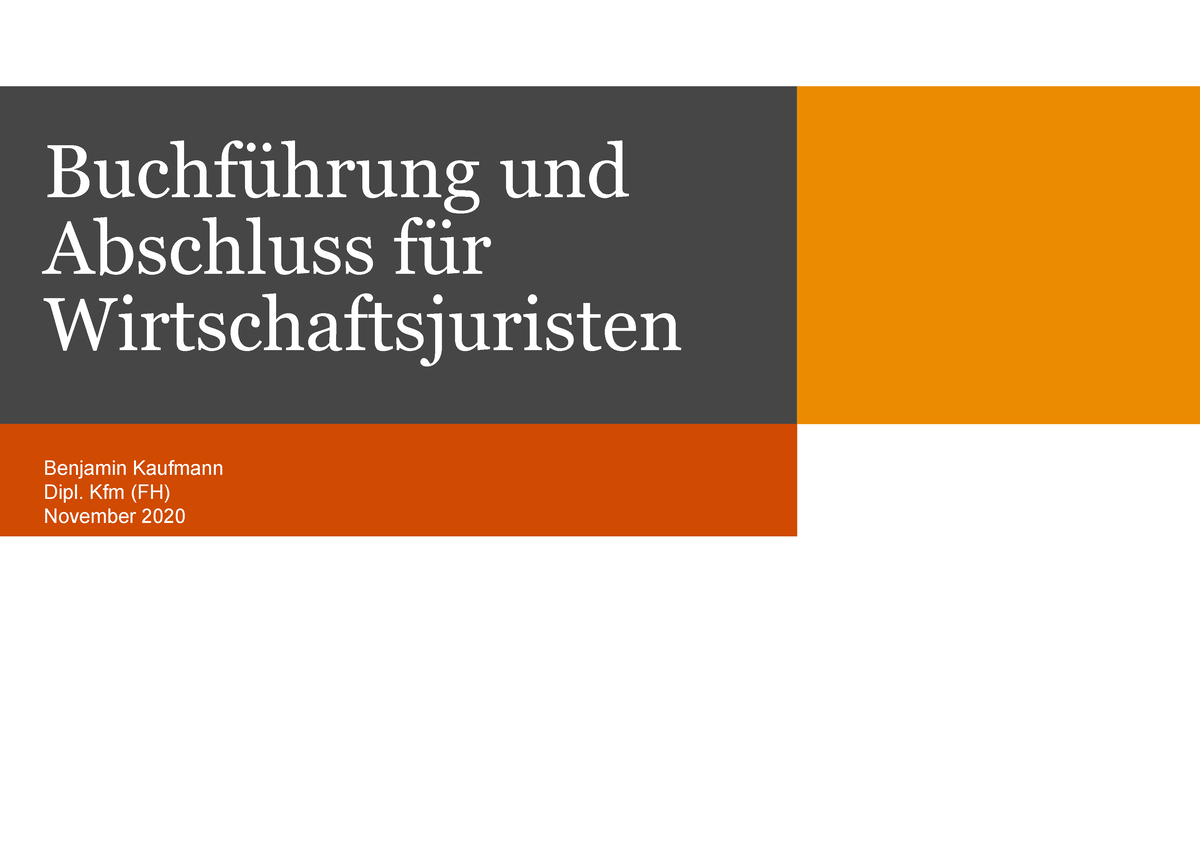 Buchführung Und Abschluss Für Wirtschaftsjuristen Teil 1 Und Teil 2 ...