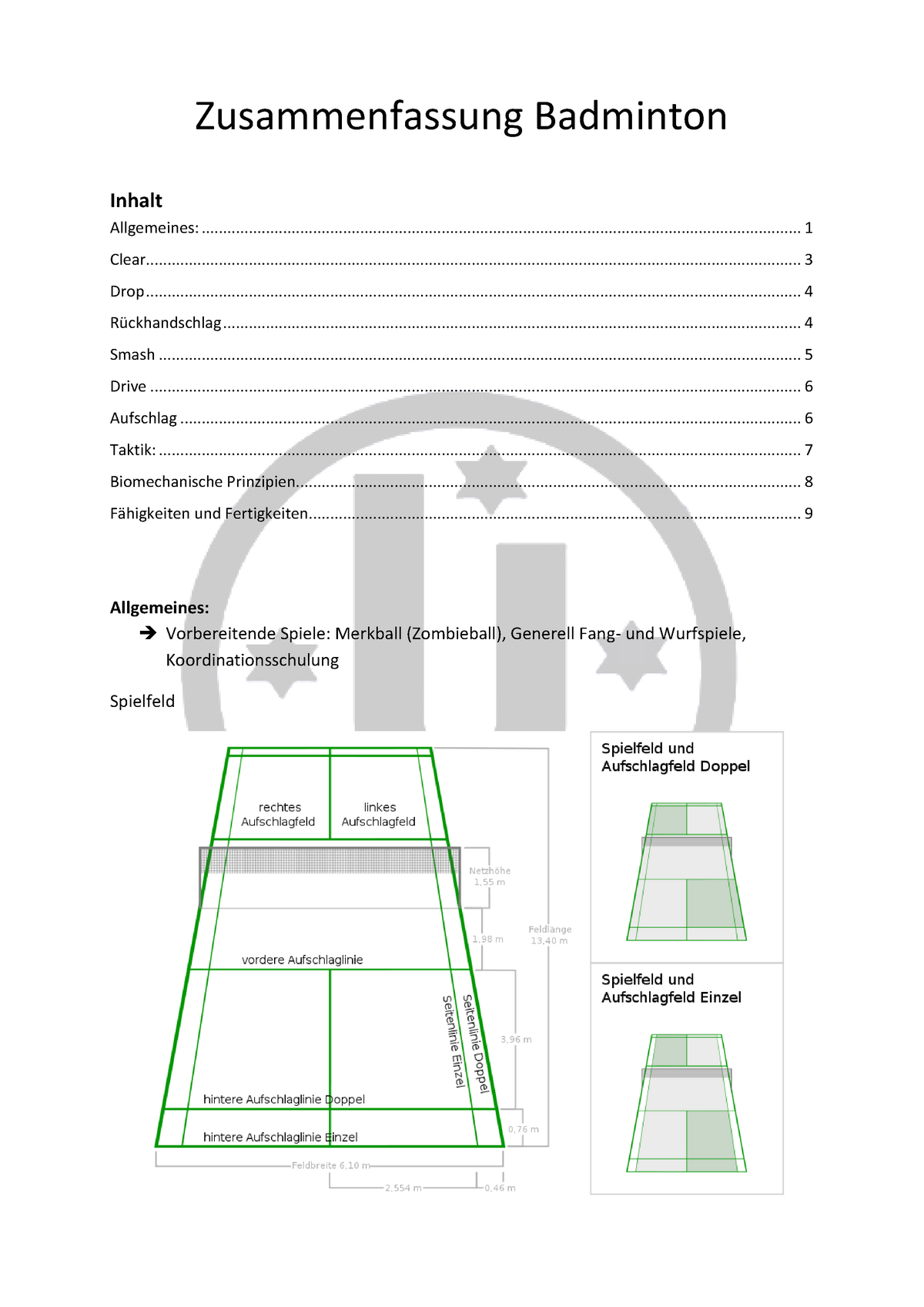 Zusammenfassung Badminton Fachschaft - Zusammenfassung Badminton Inhalt ...