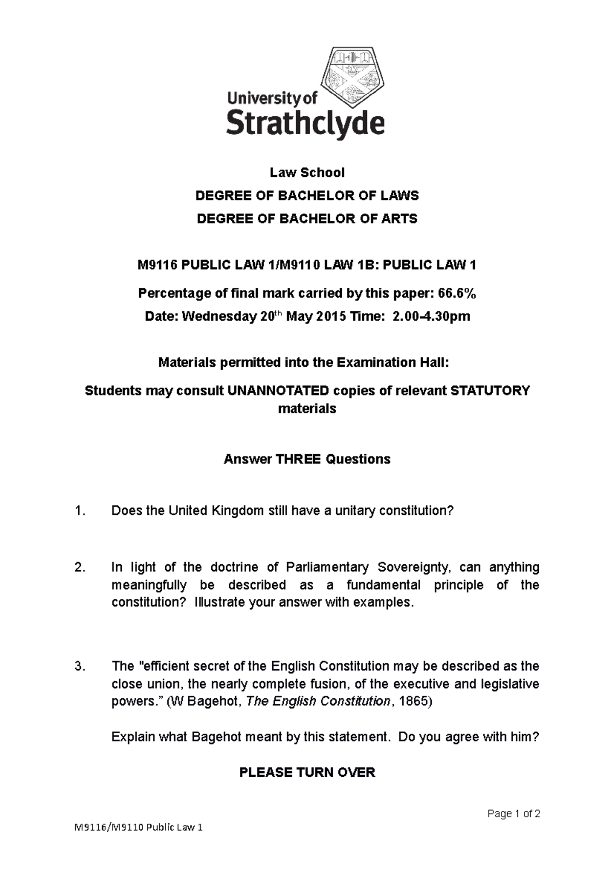 exam past paper Law School DEGREE OF BACHELOR OF LAWS DEGREE OF