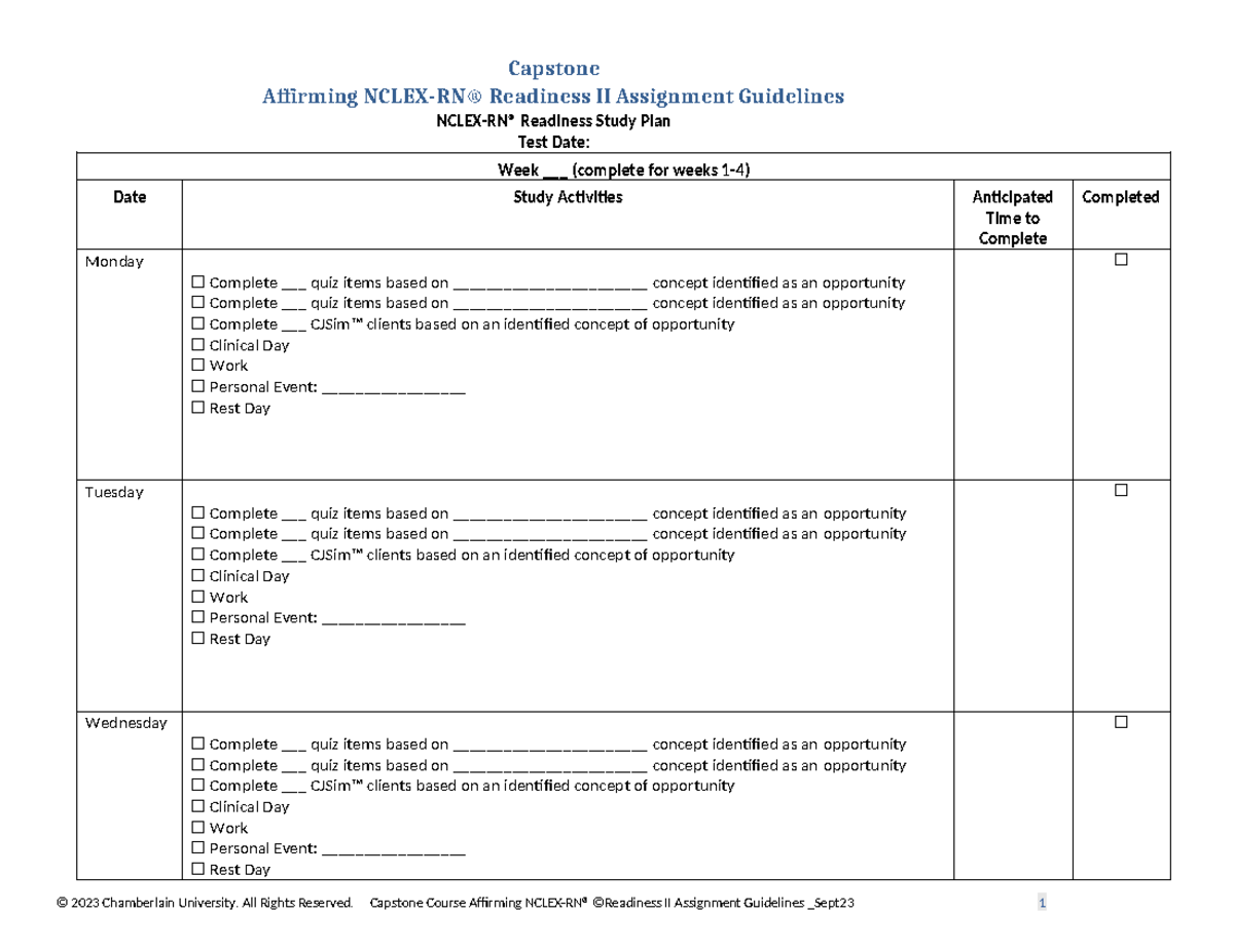 Capstone Affirming Nclex Readines II Study template - Capstone ...