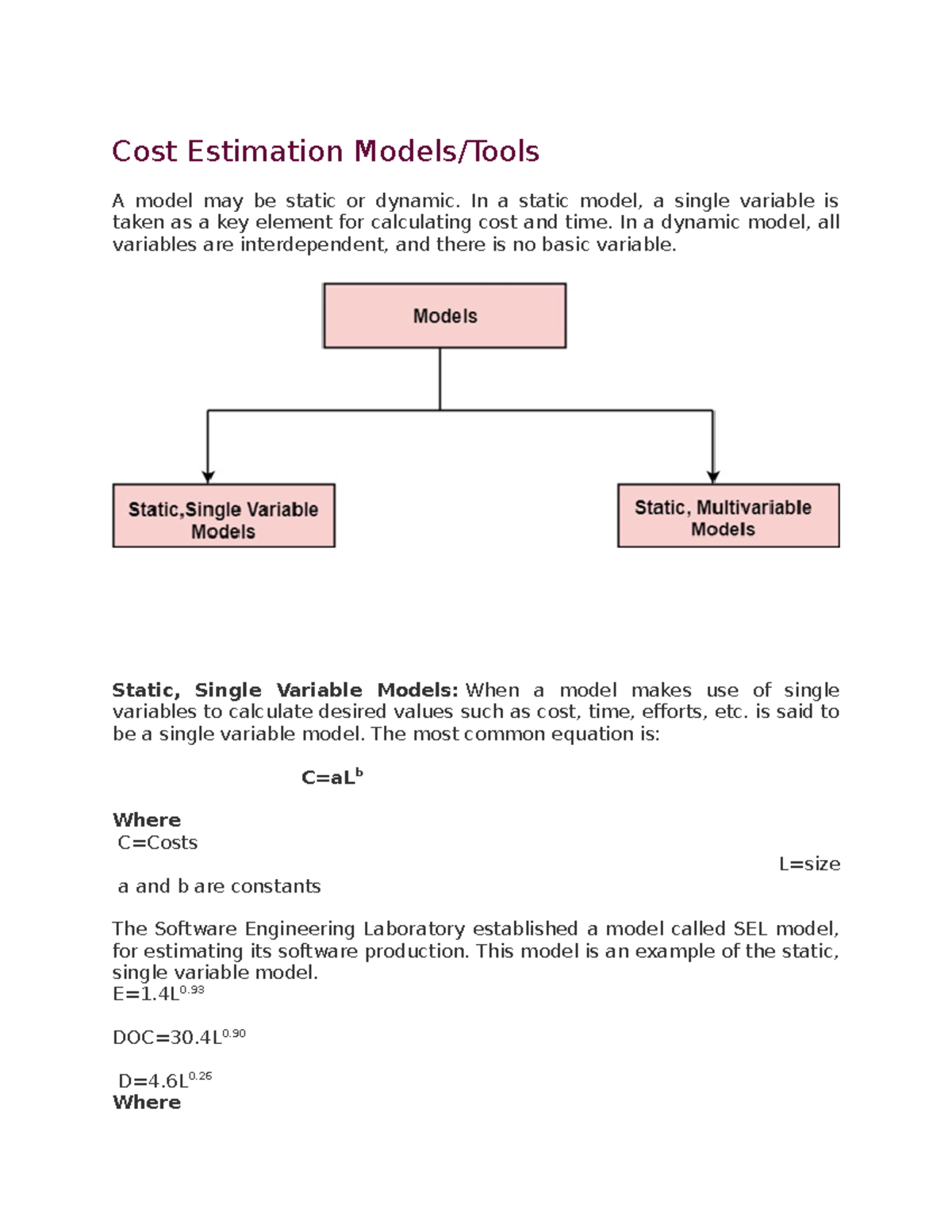 Cost Estimation Models PresentationDesign pattern FOR THE GOOD ...