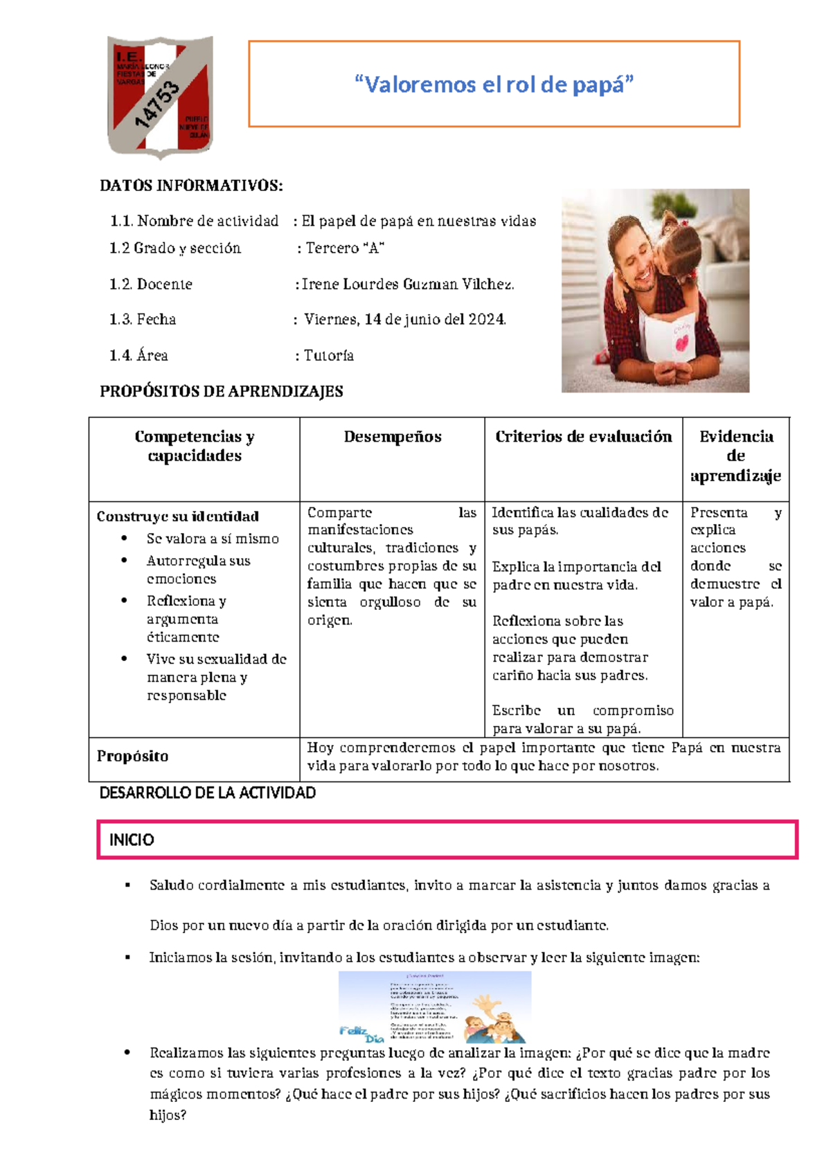 EL ROL DEL Padre- Tutoria 13 DE Junio DEL 2024 - DATOS INFORMATIVOS: 1 ...