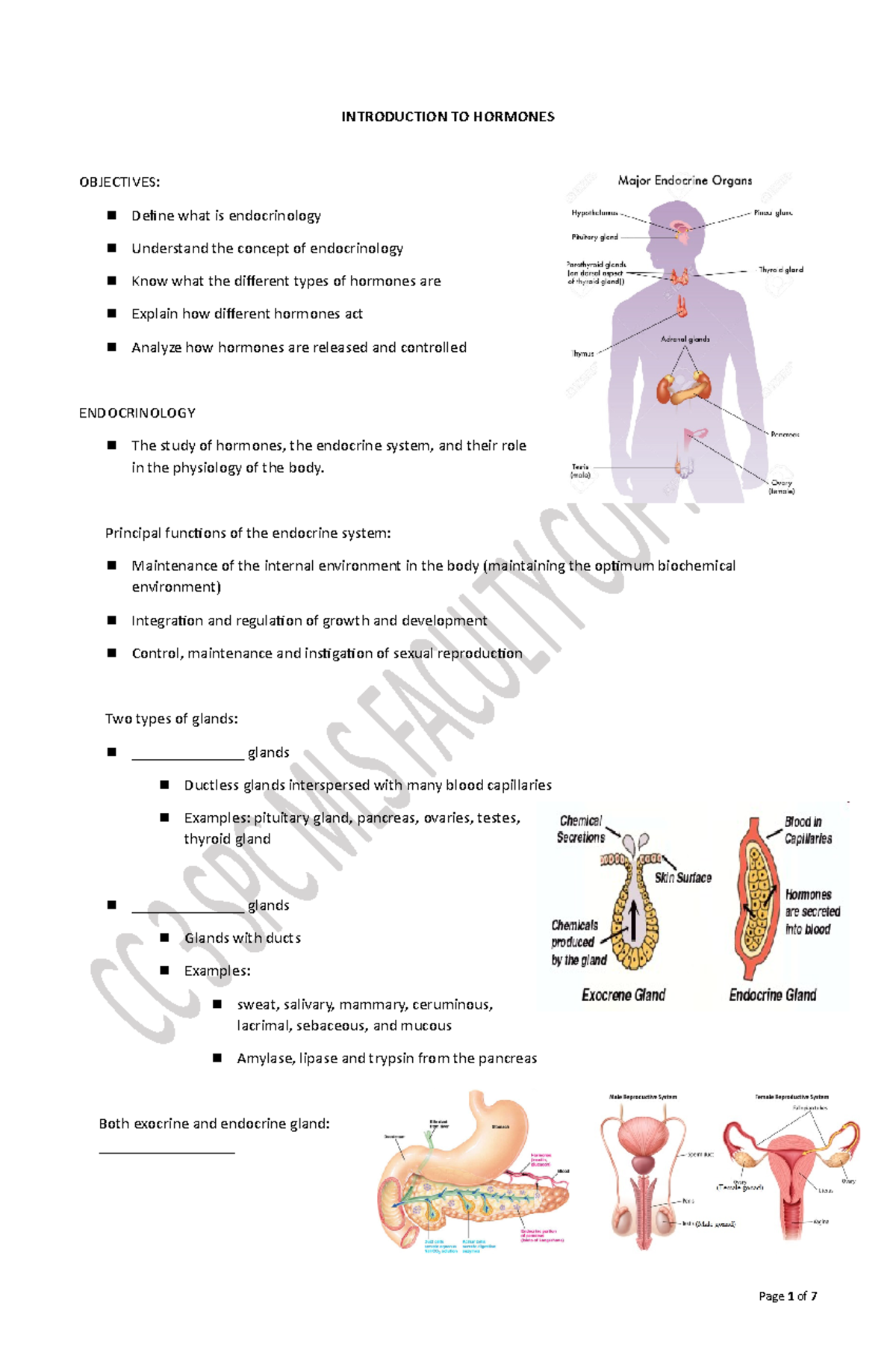 Intro TO Hormones INTRODUCTION TO HORMONES OBJECTIVES Define what is