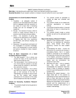 SOP - Sample research - Statement of the Problem This study focuses to ...