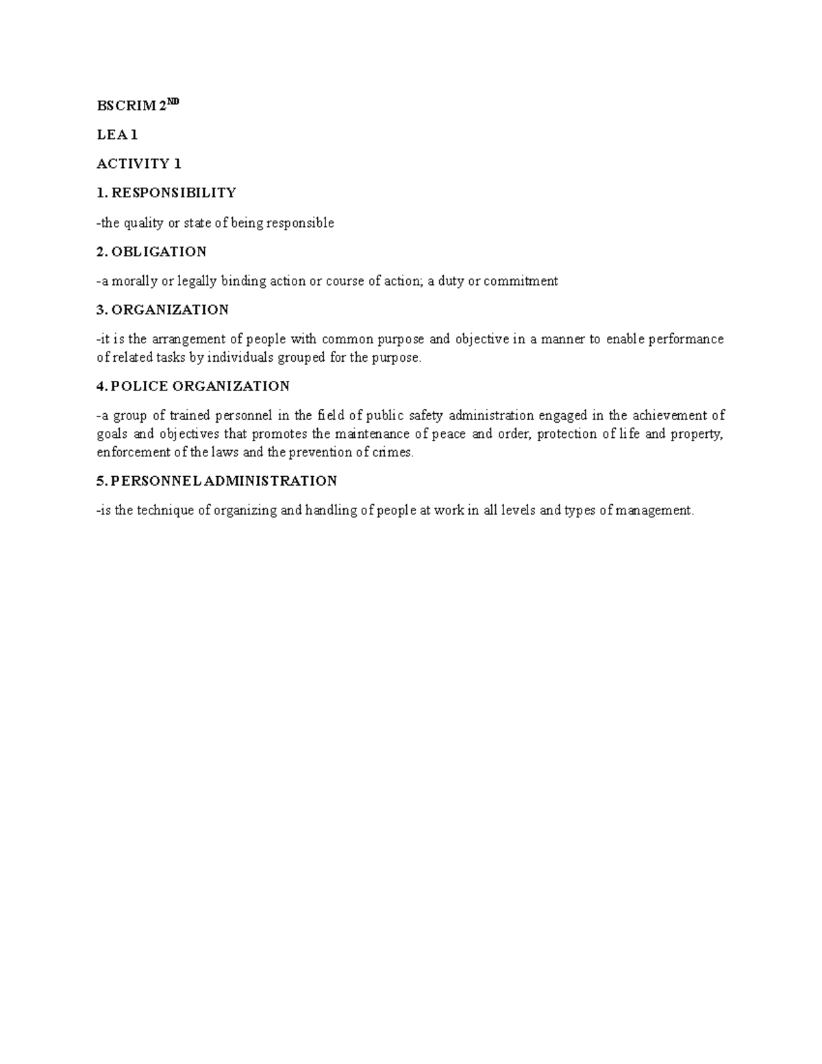 Lea1 activity 1 - teacher reyner - BSCRIM 2ND LEA 1 ACTIVITY 1 1 ...