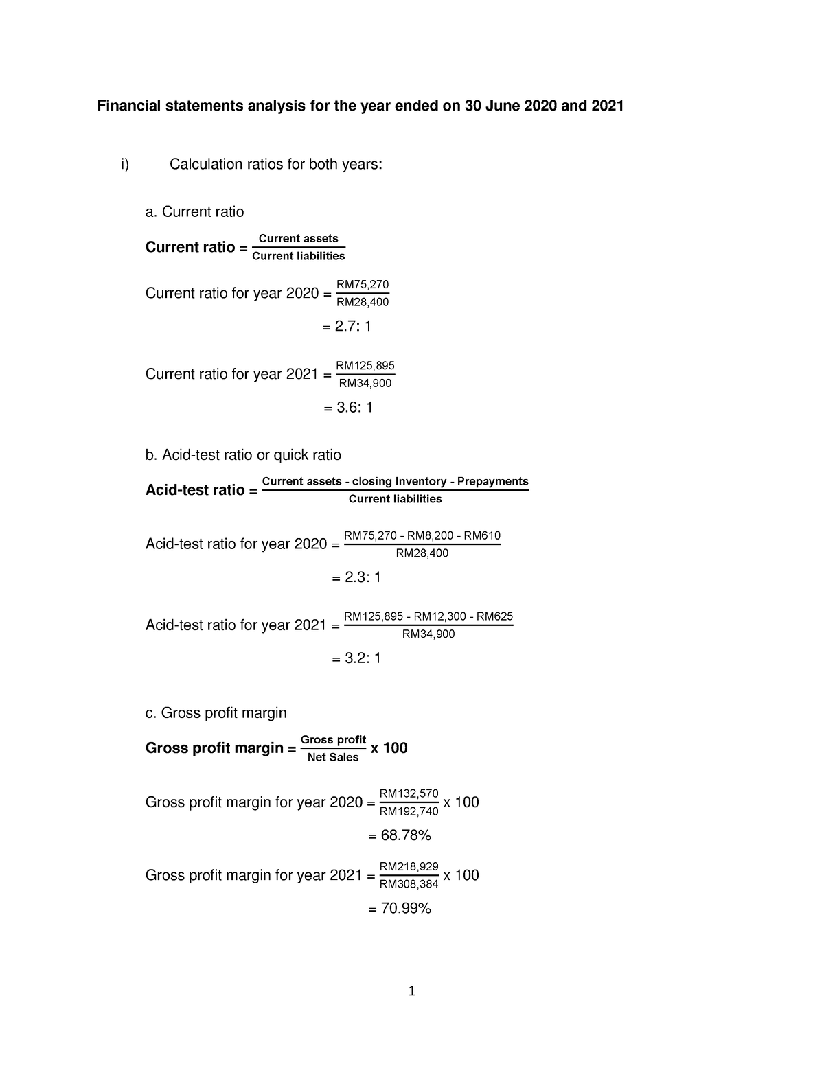 Group Project B - Financial Statements Analysis - Financial Statements ...