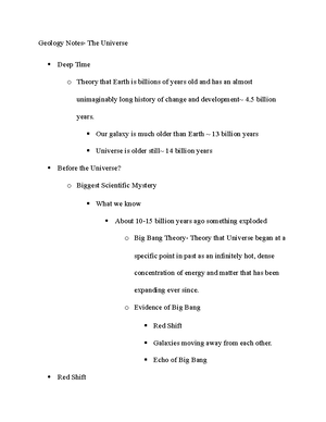 Geology Notes 2- Honors Class - Geology Notes 2 Evolution of Solar ...