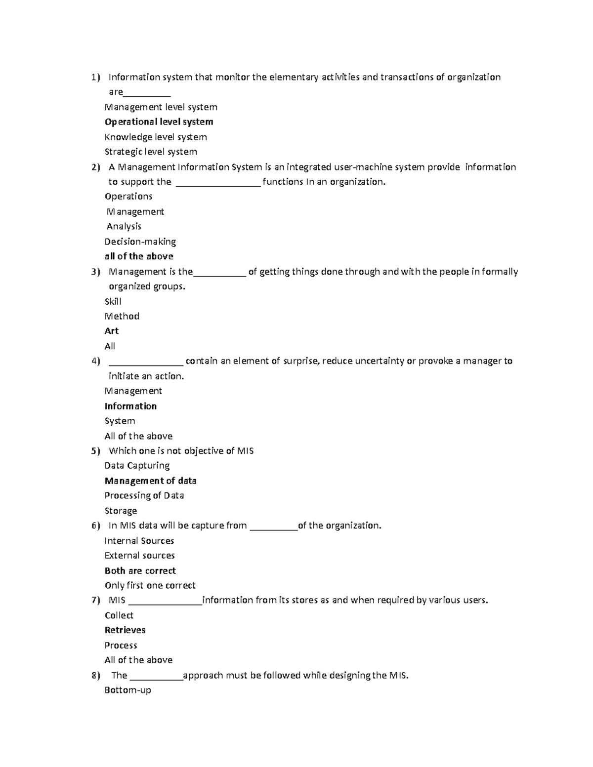 Unit1 mcq mcq Information system that monitor the elementary
